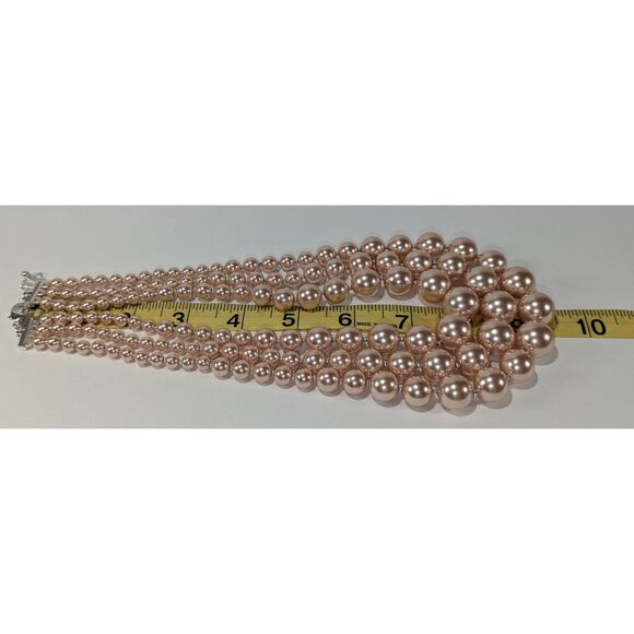 Rose Gold Graduated Beaded Necklace Triple Strand - Picture 9 of 9